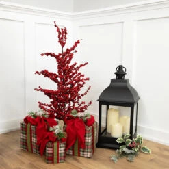 30" Red Berries Artificial Christmas Twig Tree, Unlit -Mew Holidays Shop northlight nl00338 styled 37406.1686065015