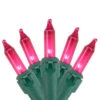 100ct Pink Mini Christmas Light Set, 20.25ft Green Wire