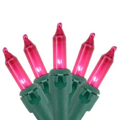 100ct Pink Mini Christmas Light Set, 20.25ft Green Wire