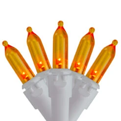 100-Count Orange LED Mini Christmas Lights 4" Spacing - White Wire