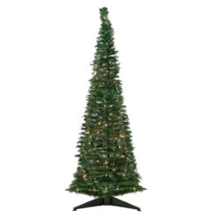 6' Pre-Lit Green Holly Leaf Pop-Up Artificial Christmas Tree - Clear Lights