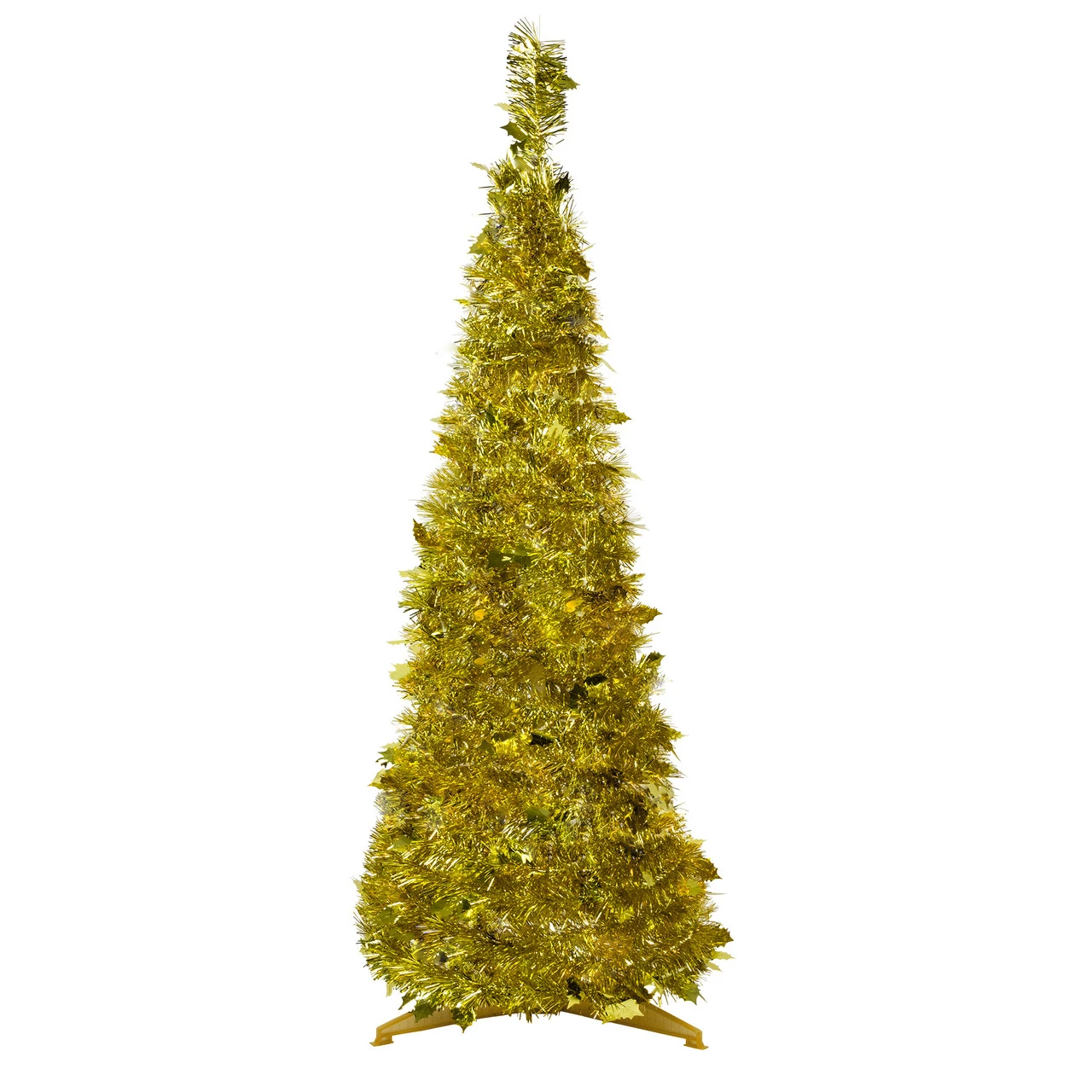 4' Gold Tinsel Pop-Up Artificial Christmas Tree, Unlit 3 4' Gold Tinsel Pop-Up Artificial Christmas Tree, Unlit