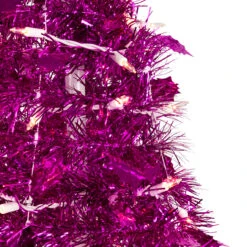4' Pre-Lit Pink Tinsel Pop-Up Artificial Christmas Tree, Clear Lights -Mew Holidays Shop northlight sm92150 2 84205.1667535848