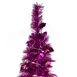 4' Pre-Lit Pink Tinsel Pop-Up Artificial Christmas Tree, Clear Lights -Mew Holidays Shop northlight sm92150 3 17801.1667535848