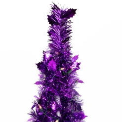 4' Pre-Lit Purple Tinsel Pop-Up Artificial Christmas Tree, Clear Lights -Mew Holidays Shop northlight sm92152 3 08418.1667530288