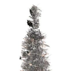 4' Pre-Lit Silver Tinsel Pop-Up Artificial Christmas Tree, Clear Lights -Mew Holidays Shop northlight sm92156 3 84583.1667530294