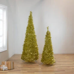 6' Gold Tinsel Pop-Up Artificial Christmas Tree, Unlit -Mew Holidays Shop northlight sm92160 sm92145 98591.1667530299