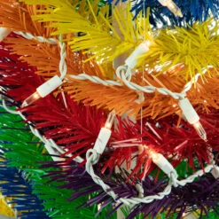 6' Pre-Lit Rainbow Tinsel Pop-Up Artificial Christmas Tree, Clear Lights -Mew Holidays Shop northlight sm92175 2 97705.1667530311