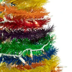 4' Pre-Lit Rainbow Tinsel Pop-Up Artificial Christmas Tree, Clear Lights -Mew Holidays Shop northlight sm92175 3 92323.1667530309