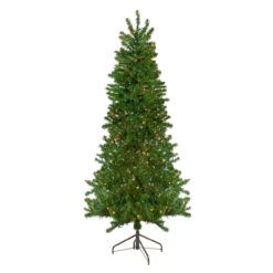 6.5' Pre-Lit Canadian Pine Slim Artificial Christmas Wall Tree - Multicolor Lights