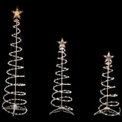Set Of 3 Clear Lighted Spiral Christmas Trees - 3', 4', And 6'