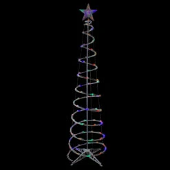 6ft LED Lighted Spiral Cone Tree Outdoor Christmas Decoration, Multi Lights -Mew Holidays Shop northlight ys92334 large sample 2 60221.1667530325