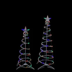 Set Of 2 LED Lighted Multi-Color Outdoor Spiral Christmas Cone Trees 3', 4' -Mew Holidays Shop northlight ys92336 2 18424.1667530329