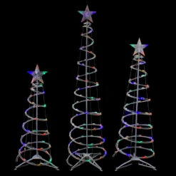 Set Of 3 LED Lighted Multi-Color Outdoor Spiral Christmas Cone Trees 3', 4', And 6' 8 Set Of 3 LED Lighted Multi-Color Outdoor Spiral Christmas Cone Trees 3', 4', And 6' -Mew Holidays Shop northlight ys92338 2 57110.1667531699