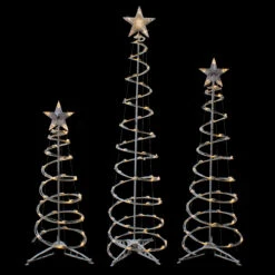 Set Of 3 LED Lighted Warm White Outdoor Spiral Christmas Cone Trees 3', 4', And 6' -Mew Holidays Shop northlight ys92339 2 86248.1667534304