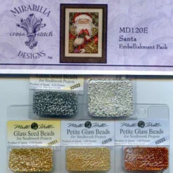 Santa By Nora Corbett - Chart, Fabric, Embellishment Pack - Mirabilia -Mew Holidays Shop santa beads002 04367.1455055347