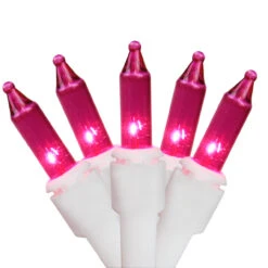 140-Count Pinkish Purple Chasing Mini Christmas Light Set, 34.75ft White Wire