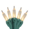 200 Clear LED Faceted M5 Christmas Lights - 62ft Green Wire