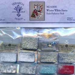 Winter White Santa Cross Stitch Chart Fabric Beads Silk Floss Braid Nora Corbett Mirabilia MD100 -Mew Holidays Shop winter white santa beads001 25636.1693758992