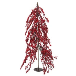 2.5' Red Berries Artificial Upside Down Christmas Tree - Unlit