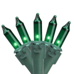 100-Count Green Mini Christmas Light Set, 49.6ft Green Wire