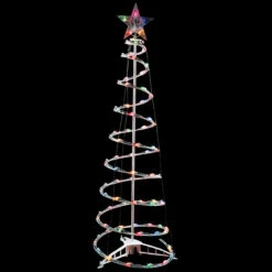 4ft Lighted Spiral Christmas Tree With Star Tree Topper, Multi Lights