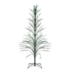 4' Pre-Lit Green Slim Profile Cascade Twig Christmas Tree - Green Lights